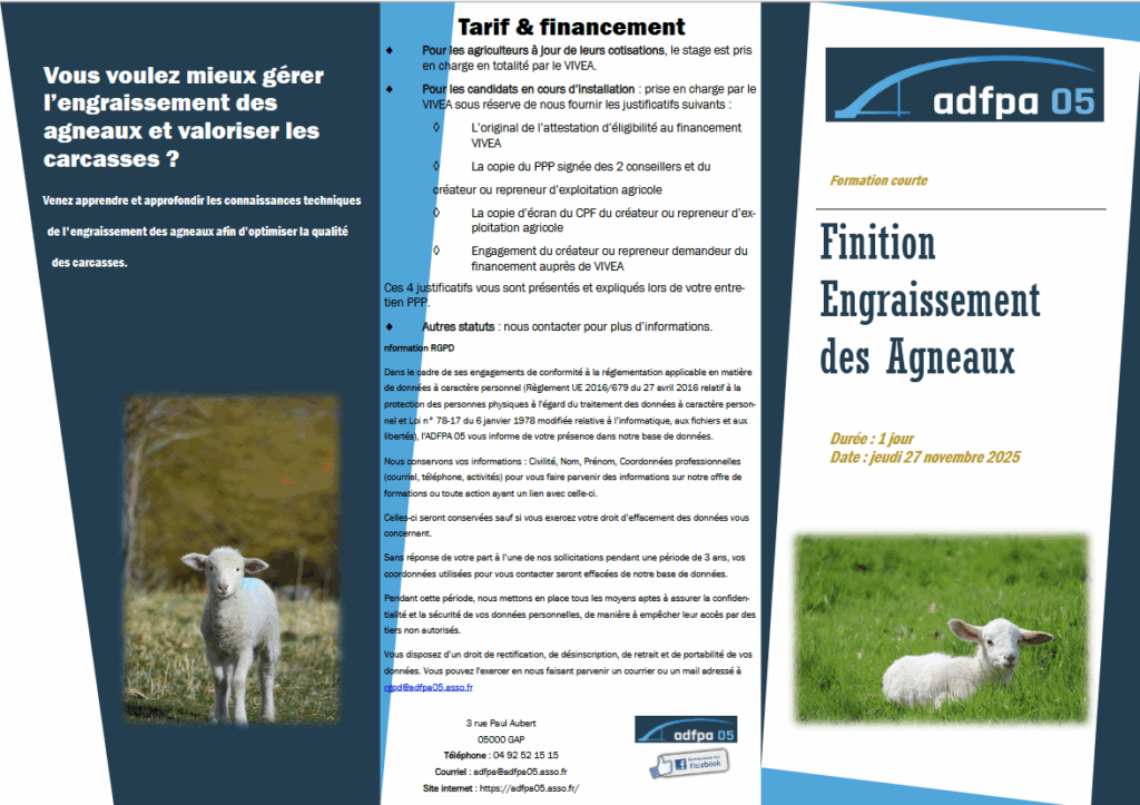 27/11/2025 - Formation Finition - Engraissement des agneaux
