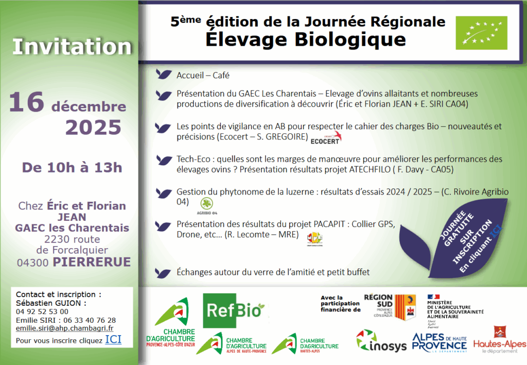 16/12/25 - 5ème journée régionale : Élevage Biologique